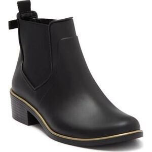 Kate Spade Black Short Rain Boots – NWOT, Gold Details, Size 8